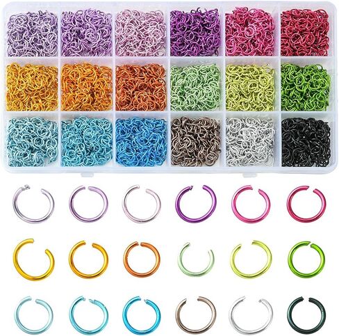 3870 Pcs 18 Colors Colorful 6mm Jump Rings Aluminum Wire Open Jump Ring Sets O Shape Round Rings Chainmaille Weaves for Necklace Bracelet Earrings Charm Jewelry Making Supplies(6mm) in Saudi Arabia