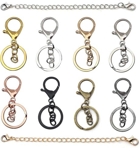 8 عبوات من سلاسل المفاتيح مع قطعتين من حلقات سلسلة المفاتيح، مجموعة من النتائج السائبة لسلسلة المفاتيح اليدوية، صنع مستلزمات الحرف اليدوية، الأجهزة المعدنية، خطاف دوار، خطاف، مشابك سحرية، خطافات in Kuwait