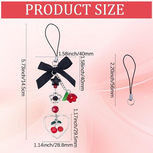 SUNNYCLUE 1 صندوق DIY 6 مجموعات سحر الهاتف الخليوي كيت سحر الكرز الأسود القوطية متقلب Bowknot الزهور الحمراء الكرز الفاكهة سحر الملحقات لصنع المجوهرات مجموعات النساء مبتدئين حالة الهواتف المحمولة الديكورات in Kuwait