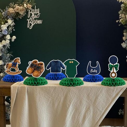 8 Pcs Tartan Plaid Style Bear Baby Shower Decorations Green Blue Bear Baby Shower Honeycomb Centerpieces 3D Table Decorations for Gender Reveal Birthday Party Supplies Table Centerpieces in Saudi Arabia