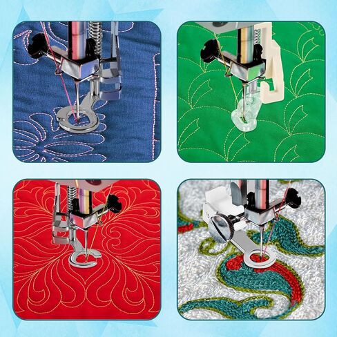 4-Piece Large Metal Darning/Free Motion Presser Foot Set for Singer Brother Janome and More Sewing Machines, Includes Close Toe& Open Toe& Quilting Foot& Embroidery Foot for Sewing Machine Accessories in Saudi Arabia