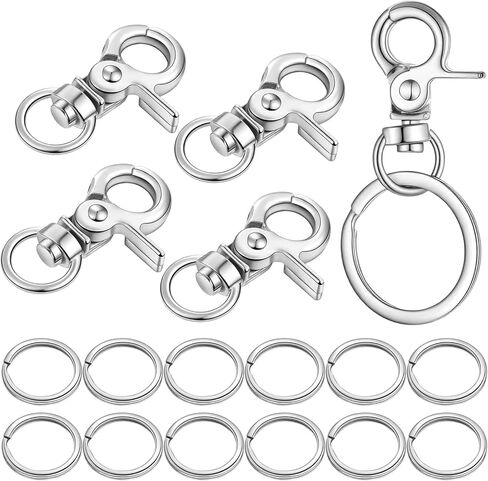 Dog Tag Clip, 17PCS Heavy Duty Quick Clips Cats & Dogs Collar Clip for ID Tags Stainless Steel Pet ID Name Tag Attachment Buckle Clips with Key Rings for Dog Cat Pets Collars Harness, Silver in Saudi Arabia