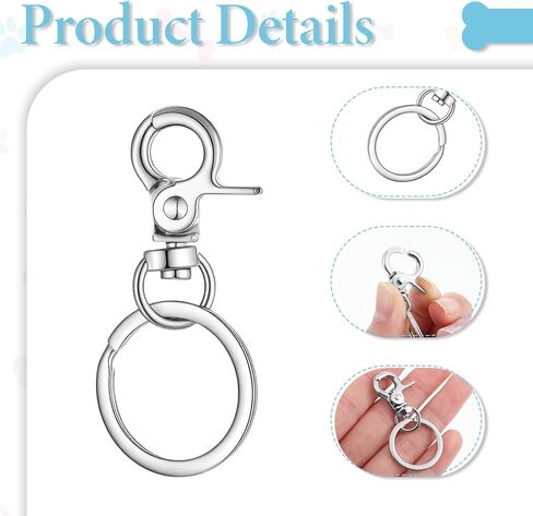 Dog Tag Clip, 17PCS Heavy Duty Quick Clips Cats & Dogs Collar Clip for ID Tags Stainless Steel Pet ID Name Tag Attachment Buckle Clips with Key Rings for Dog Cat Pets Collars Harness, Silver in Saudi Arabia