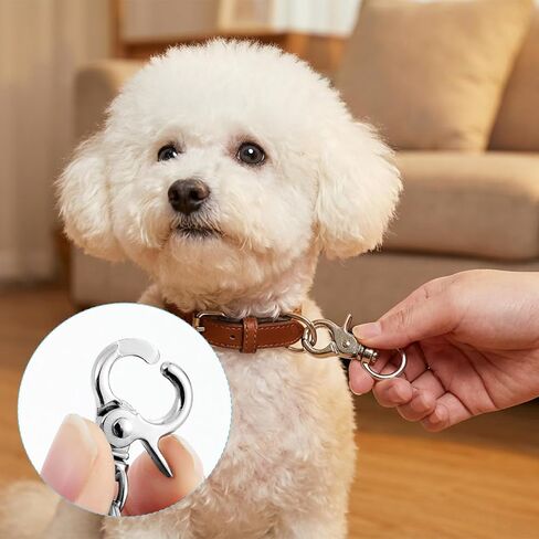 Dog Tag Clip, 17PCS Heavy Duty Quick Clips Cats & Dogs Collar Clip for ID Tags Stainless Steel Pet ID Name Tag Attachment Buckle Clips with Key Rings for Dog Cat Pets Collars Harness, Silver in Saudi Arabia