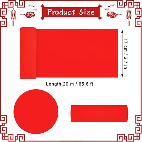 Red Xuan Paper Roll, Chinese Calligraphy Paper with 17cmx20m(6.7inx66ft), Spring Festival Scrolls Paper, Thicken Chinese Couplets/Chunlian/Duilian/Rice Paper (C) in Saudi Arabia