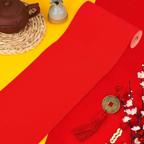 Red Xuan Paper Roll, Chinese Calligraphy Paper with 17cmx20m(6.7inx66ft), Spring Festival Scrolls Paper, Thicken Chinese Couplets/Chunlian/Duilian/Rice Paper (C) in Saudi Arabia