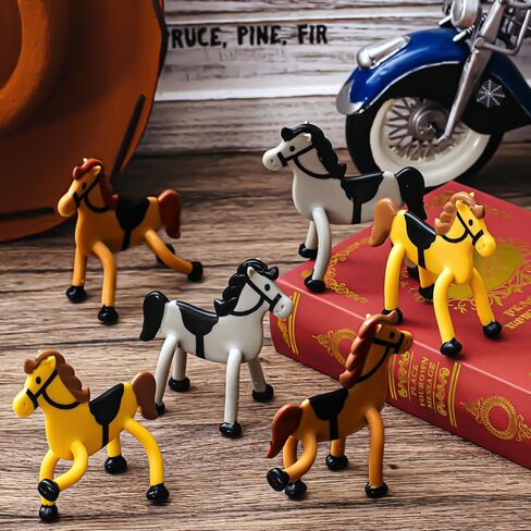 Meooeck Horse Party Favors Bendable Cowboy Decorations Horse Toy Figurine for Boy Girl Party Supplies, 3 Styles(24 Pcs) in Saudi Arabia