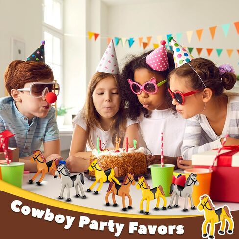 Meooeck Horse Party Favors Bendable Cowboy Decorations Horse Toy Figurine for Boy Girl Party Supplies, 3 Styles(24 Pcs) in Saudi Arabia