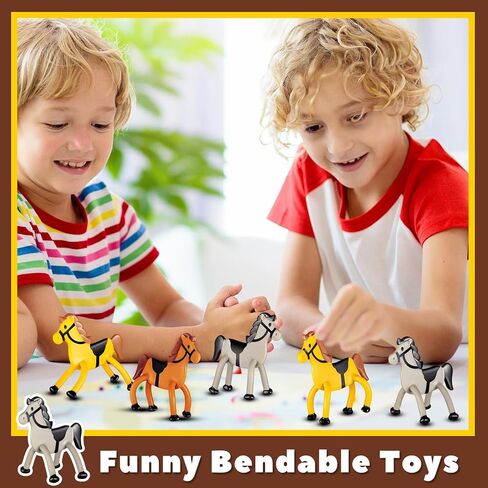 Meooeck Horse Party Favors Bendable Cowboy Decorations Horse Toy Figurine for Boy Girl Party Supplies, 3 Styles(24 Pcs) in Saudi Arabia