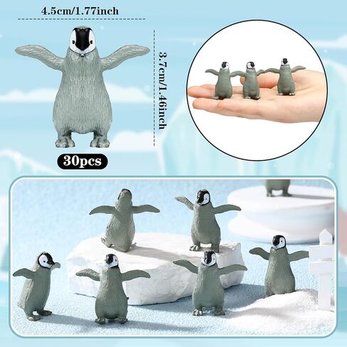 Kigley 30 Pcs Realistic Penguin Figurines, Plastic Polar Antarctic Animal Figures, Miniature Cartoon Cake Topper Penguin Characters Collection for Christmas Winter Birthday Gift Landscape Decor in Saudi Arabia