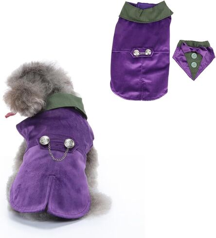 بدلة رسمية للكلاب، بدلة زفاف رسمية مع ربطة عنق، ملابس بوليستر للحيوانات الأليفة للكلاب الصغيرة والمتوسطة، زي حفلة لعيد الميلاد وعيد الهالوين (أرجواني غامق، مقاس L) in Kuwait