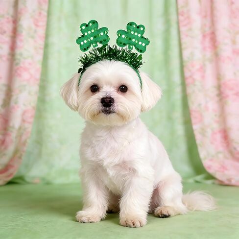 St. Patrick's Day Dog Outfits Costume Headband, Pet Sequins Shamrock Headband for Small Medium Dogs Cats Holiday Party Props Accessory in Saudi Arabia