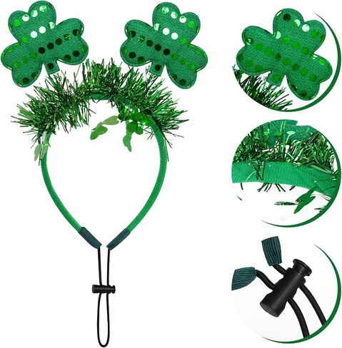 St. Patrick's Day Dog Outfits Costume Headband, Pet Sequins Shamrock Headband for Small Medium Dogs Cats Holiday Party Props Accessory in Saudi Arabia