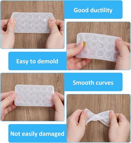 4 Pcs Resin Jewelry Molds Gemstone Silicone Resin Molds Clear Crystal Mold Jewelry Casting Mold for Making DIY Crafting, Earring, Pendant, Crafting Projects in Saudi Arabia