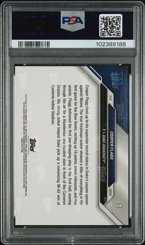 2024 Bowman U Cooper Flagg Rookie Card #1 Graded PSA 10 (Cert #102389188) Gem Mint – Duke Debut Basketball Card in Saudi Arabia