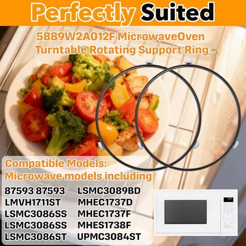 2 حزمة من حلقة دعم القرص الدوار للميكروويف مقاس 9.5 بوصة، تناسب صينية زجاجية مقاس 12.75 بوصة، بديلة لـ 5889W2A012F 5889W2A012D 5889W2A012P، متوافقة مع أجهزة الميكروويف MVH1670ST LMV1680BB in Kuwait