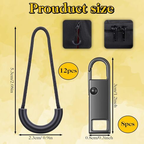 20PCS Zipper Pulls Set, Durable Zipper Pull Replacement Set, Easy-to-Install Zippers Pull Tab for Suitcases, Clothing, Jackets, Backpacks, Boots, Wallets, Coats, No Tools Required in Saudi Arabia
