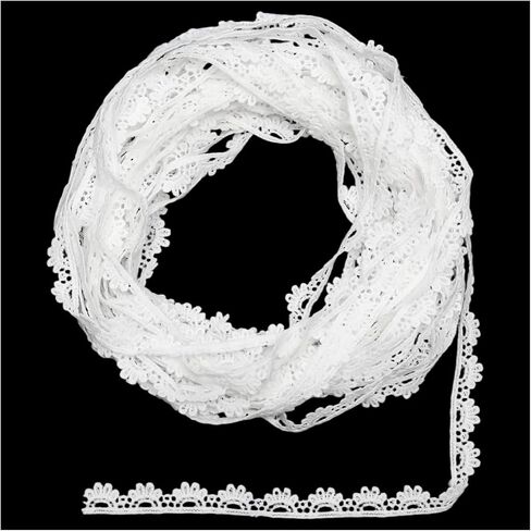 15 Yards Black Lace Trim, Vintage Crocheted Lace Ribbons, Embroidery Scalloped Edge Lacework Ribbons for Bouquet, Gift Wrapping, Sewing(Black) in Kuwait