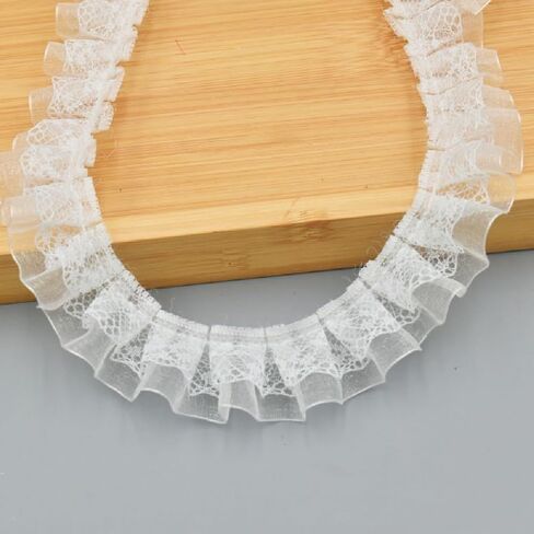 Yalulu 10 Yards Double-Layer Pleated Lace Ruffle Trim, 1inch Wide Edging Tulle Trimmings Fabric Ribbon for DIY Sewing Crafts Embellishments (Orange) in Saudi Arabia