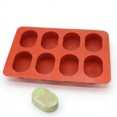 X-Haibei Oval Basic Glossy Soap Lotion Bar Silicone Mold Shaving Soap 2oz per Cell in Saudi Arabia