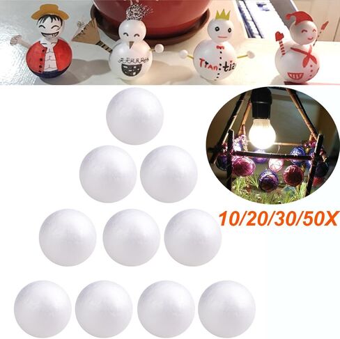 VANZACK 10 Pack Craft Foam, White Polystyrene Smooth Round, Foam for Arts, Christmas, DIY for Home, Party Decorations, 1.6 Inches in Saudi Arabia