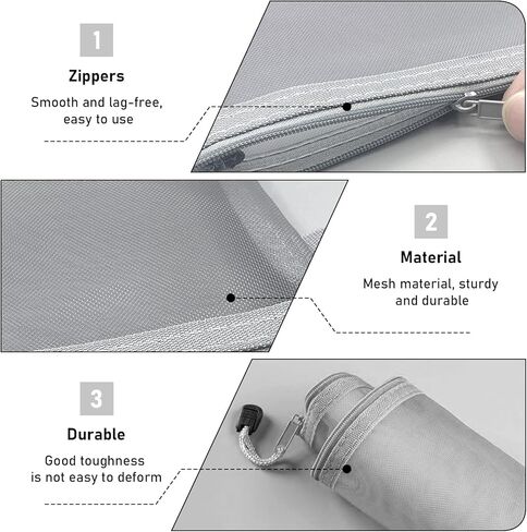 Crafts Pencil Marker Cases Mesh Pencil Pouch with Zipper,Transparent Stationery Bag for Office Supplies,Lightweight Flat Pen Case,Grey in Saudi Arabia