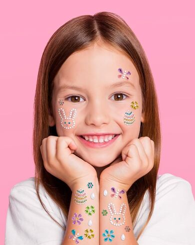 xo, Fetti Kids Easter Gem Set – 32 Sticker Set | Kids Party, Gems, Easter, Spring, Bunny, Eggs, Butterfly, Pastel, Jewels, Stickers, Face, Body, Basket in Saudi Arabia