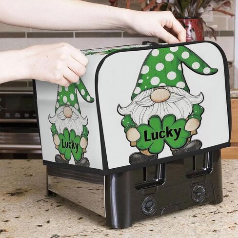 غطاء محمصة الخبز المكون من 4 شرائح من St.Patrick's Day، غطاء آلة الخبز لأجهزة المطبخ الصغيرة Spring Lucky Gnome مع جيوب، حماية من الغبار وبصمات الأصابع in Kuwait