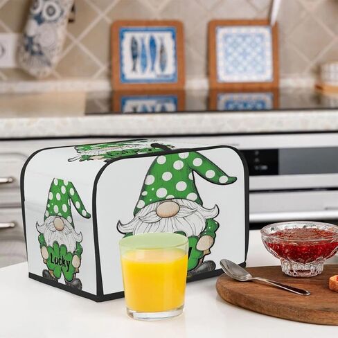 غطاء محمصة الخبز المكون من 4 شرائح من St.Patrick's Day، غطاء آلة الخبز لأجهزة المطبخ الصغيرة Spring Lucky Gnome مع جيوب، حماية من الغبار وبصمات الأصابع in Kuwait