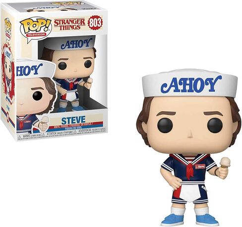 POP [Stranger Things - شخصية ستيف هارينجتون سكوبس أهوي من الفينيل من فانكو (مزودة بحافظة حماية صندوقية متوافقة) متعددة الألوان 3.75 بوصة in Kuwait