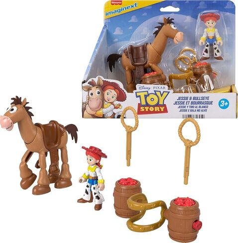 Fisher-Price Imaginext Jessie & Bullseye Play Set, 3-inch Action Figure, Bullseye Horse, Saddle & Lasso Projectiles, Inspired by Disney and Pixar Toy Story in Saudi Arabia