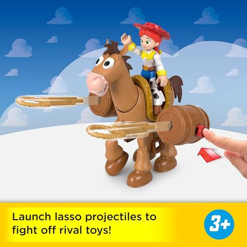 Fisher-Price Imaginext Jessie & Bullseye Play Set, 3-inch Action Figure, Bullseye Horse, Saddle & Lasso Projectiles, Inspired by Disney and Pixar Toy Story in Saudi Arabia