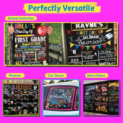 16 Colors 8 Pack Dual Tip Liquid Chalk Markers Erasable for Blackboard, Chalkboards Signs, Car Windows, Glass, Menu, Planner, Reversible Tip Chalk Pens for Tip First Day of School Sign in Saudi Arabia
