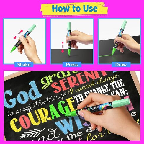 16 Colors 8 Pack Dual Tip Liquid Chalk Markers Erasable for Blackboard, Chalkboards Signs, Car Windows, Glass, Menu, Planner, Reversible Tip Chalk Pens for Tip First Day of School Sign in Saudi Arabia