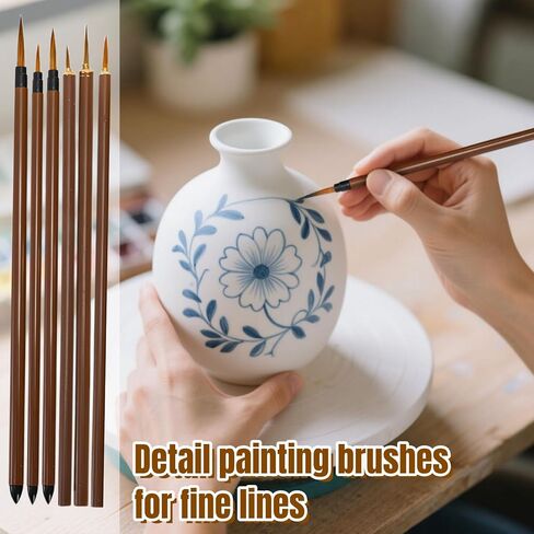 20 Pack Pottery Glaze Brushes, Wool Ceramic Brushes with Wood Handle, Soft Watercolor Goat Hair Blend Mop Brush Set for Acrylic Painting, Watercolor Oil Art Painting in Saudi Arabia