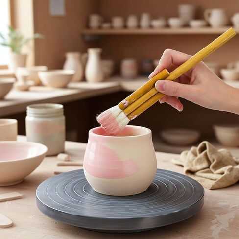 20 Pack Pottery Glaze Brushes, Wool Ceramic Brushes with Wood Handle, Soft Watercolor Goat Hair Blend Mop Brush Set for Acrylic Painting, Watercolor Oil Art Painting in Saudi Arabia
