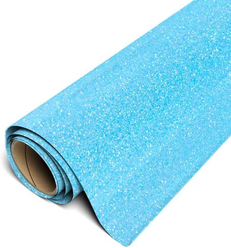 لفة Siser Glitter HTV مقاس 11.8 بوصة × 10 قدم - حديد على فينيل ناقل للحرارة (أزرق نيون) in Kuwait