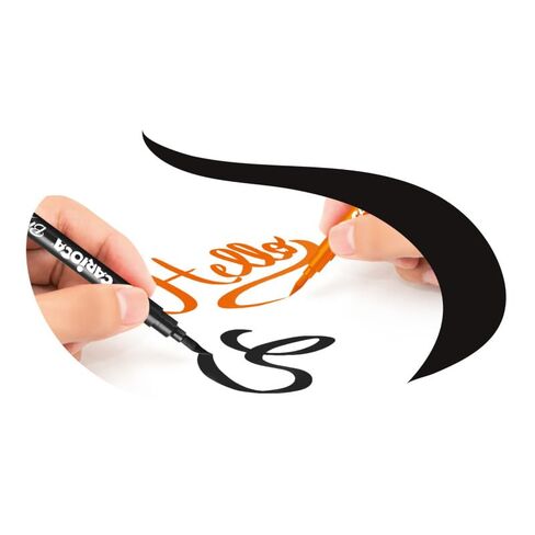 Carioca Super Brush Washable Markers – 10 Assorted Colors, Flexible Brush Tip for Calligraphy, Hand Lettering and School Supplies, Long-Lasting, Super Washable Ink, Made in Italy in Saudi Arabia