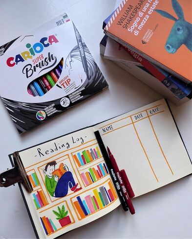 Carioca Super Brush Washable Markers – 10 Assorted Colors, Flexible Brush Tip for Calligraphy, Hand Lettering and School Supplies, Long-Lasting, Super Washable Ink, Made in Italy in Saudi Arabia