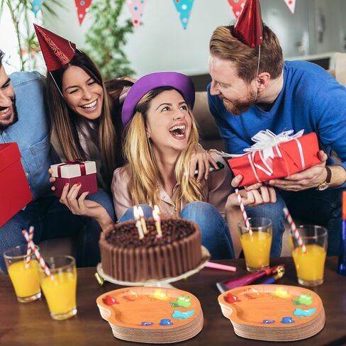 Honeydak 50 Pcs Art Birthday Party Decorations Paint Palette Shaped Paper Plates Bulk Art Plates for Paint Themed Party Decorations Supplies for Dessert Food Tableware Home Artists Baby Shower Favors in Saudi Arabia