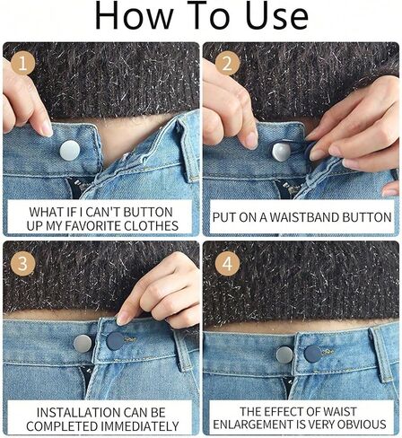 10PCS Pants Adjustable Extender Clips for Jeans, Pants Button Extenders, No Sewing Instant Waistband Extension, Metal Button Extenders for Clothing in Saudi Arabia