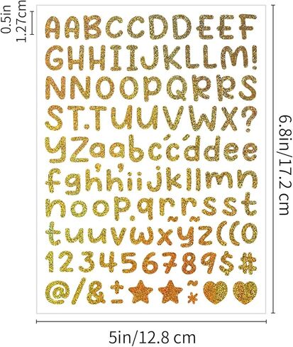 1356 Letter Stickers, 12 Sheets Alphabet Sticker, 0.5 inch Vinyl Alphabet & Symbol Stickers for Gift Wrapping, Envelopes, Planners, DIY Scrapbooking, Party Invitations, Crafts Projects（Multicolor ） in Saudi Arabia