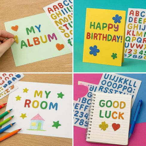 1356 Letter Stickers, 12 Sheets Alphabet Sticker, 0.5 inch Vinyl Alphabet & Symbol Stickers for Gift Wrapping, Envelopes, Planners, DIY Scrapbooking, Party Invitations, Crafts Projects（Multicolor ） in Saudi Arabia