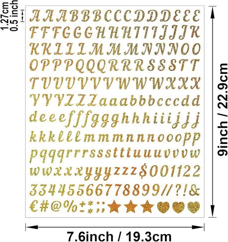 2000 Pieces 10 Sheets Vinyl Letter Stickers Small, 1/2 Inch Cursive Letter, Self-Adhesive Waterproof Alphabet Numbers for Scrapbooking Arts Crafts Water Bottle Mailbox DIY (Gold) in Saudi Arabia