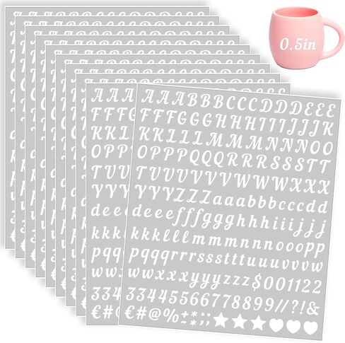 2000 Pieces 10 Sheets Vinyl Letter Stickers Small, 1/2 Inch Cursive Letter, Self-Adhesive Waterproof Alphabet Numbers for Scrapbooking Arts Crafts Water Bottle Mailbox DIY (Gold) in Saudi Arabia