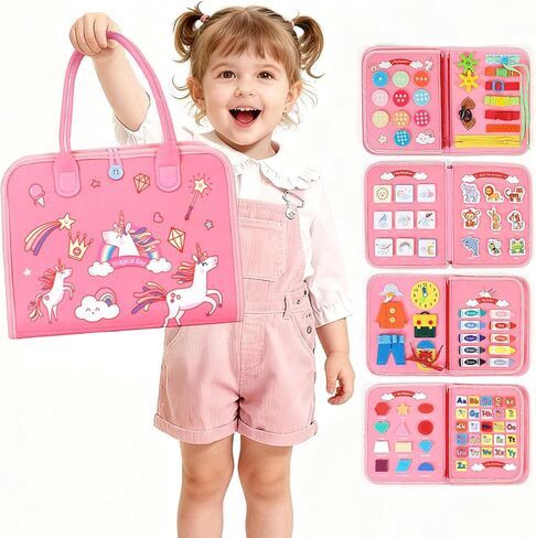 Montessori Busy Board,Busy Book Travel Toy Gifts for Toddler Boy Girl 1-3 in Kuwait