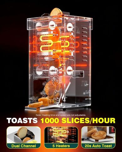 WantJoin Commercial Burger Machine - 1000 Slices/H, Automatic Commercial Conveyor Toaster, Pro EGO Temp Control Vertical Contact, Evenly Heating Adjustable Thickness for Hamburger Bun 1500W in Saudi Arabia