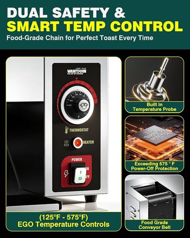 WantJoin Commercial Burger Machine - 1000 Slices/H, Automatic Commercial Conveyor Toaster, Pro EGO Temp Control Vertical Contact, Evenly Heating Adjustable Thickness for Hamburger Bun 1500W in Saudi Arabia