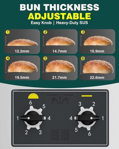WantJoin Commercial Burger Machine - 1000 Slices/H, Automatic Commercial Conveyor Toaster, Pro EGO Temp Control Vertical Contact, Evenly Heating Adjustable Thickness for Hamburger Bun 1500W in Saudi Arabia