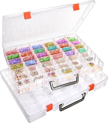 Foraineam 2 Pack 48 Grids Plastic Organizer Boxes with Removable Dividers, Bead Organizers Tackle Box Rock Collection Case, Clear Compartment Container for Jewelry Screws Beads Crafts Office Supplies in Kuwait